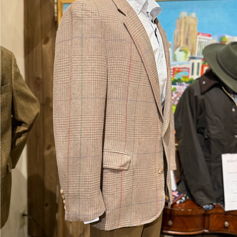Alexander Julian Checkered Blazer in Tan and Red
